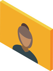 Poster - Digital videoconference screen showing a businesswoman participating in an online meeting, isometric projection