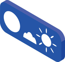 Poster - Day night switch button showing sun and moon with cloud isometric icon represents changing between light and dark modes