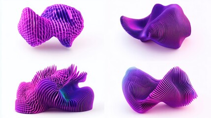 Poster - futuristic abstract gradient wave shapes in vibrant purple hues generative ai