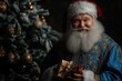 © Tuyres - Smiling Santa Claus Holding Presents in Festive Atmosphere. Generative AI.