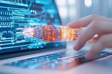 Poster - Launching a Space Rocket Simulation on a Laptop Screen With Digital Effects and Hand Interaction