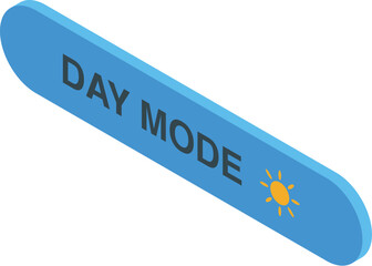 Poster - Day mode blue button with sun icon representing light setting, isolated on white background