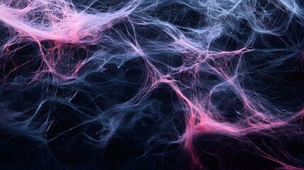 Pink Spider Web on Black Background, Abstract Image, Texture, Pattern Background, Wallpaper, Cover and Screen for Smartphone, PC, Laptop, 9:16 and 16:9 Format