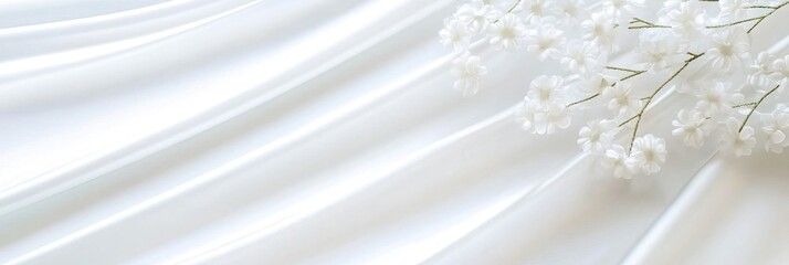 Poster - Elegant White Floral Draping With Silk Curtains Creating a Serene Ambiance for a Special Event