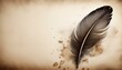 © art - A single black feather rests on a piece of aged paper, hinting at stories waiting to be written.