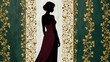 © nitroziklop7 - Abstraktion Weibliche Silhouette auf pflanzlich gefärbt 16х9. Hintergrund für das Design 5.