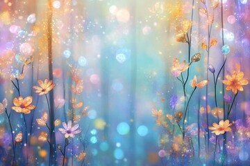 Poster - A Mystical Forest Adorned With Crystal Blossoms and Ethereal Creatures Gleaming in Twilight