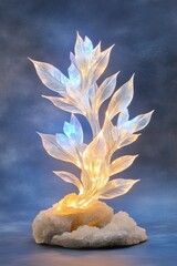Poster - Ethereal Crystal Forest With Luminous Plants and Glittering Creatures in a Dreamlike Setting