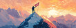 © imran - Man on a mountain peak holding a flag marked '2025,' symbolizing achievement, personal growth, and ambition for the year ahead  -