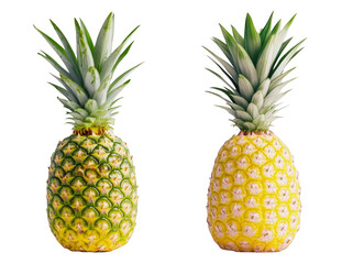 fresh pineapples isolated on white background one ripe pineapple and one unripe pineapple tropical fruit healthy food vitamins summer fruit ananas comosus bromelia ananas exotic fruit juicy fruit