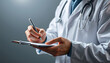 © Sergey - Doctor writing on his clipboard isolated with white highlights, png