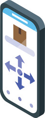 Poster - Mobile application displaying parcel tracking information and navigation arrows, symbolizing delivery logistics and shipment monitoring