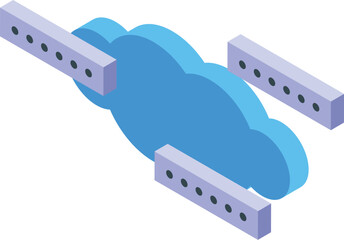 Poster - Servers connecting to a data cloud, representing cloud computing and data storage