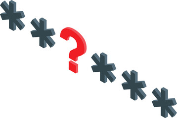 Poster - Red question mark replacing asterisk in password field, suggesting forgotten password and need for recovery