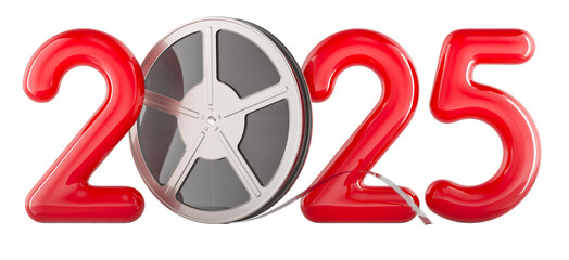 Poster - 2025 cinema concept, 3D rendering isolated on transparent background