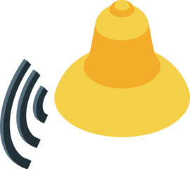 Poster - Golden bell ringing isometric notification icon represents alerts, notifications, and important updates