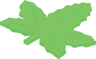 Poster - Green maple leaf rotating slowly, showcasing its intricate venation and lobes in a detailed isometric view