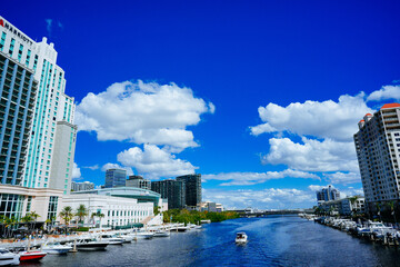 Tampa, Florida USA - Nov 02, 2024: Tampa Waterfront walk landscape	