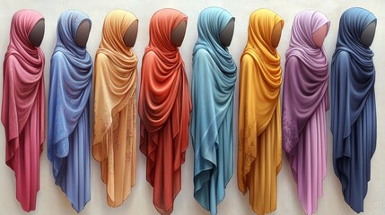 Poster - This set of modern hijab icons can be used as icons or logos. Modern illustration isolated on white.