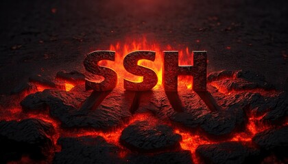 Poster - SSH Protocol Concept with Lava Background