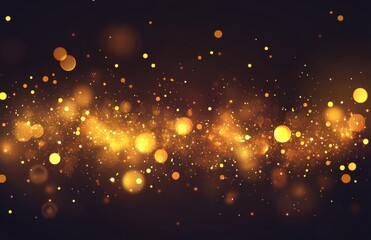 Poster - Abstract golden bokeh lights background with a glitter and sparkle effect on a black, luxury abstract background for design elements.