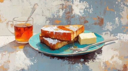 Wall Mural - French toast with powdered sugar