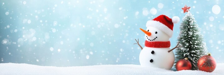 Cute snowman. Winter holiday theme.