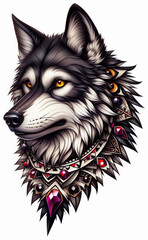 Naklejka na meble TRIBAL TATOO トライバル タトゥ 狼 wolf