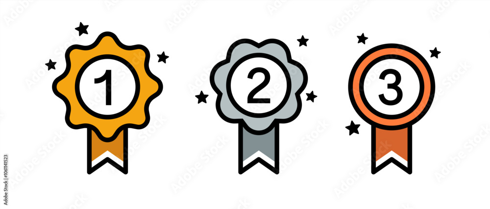 1st 2nd 3rd Gold Silver Bronze medal first place second third award ...