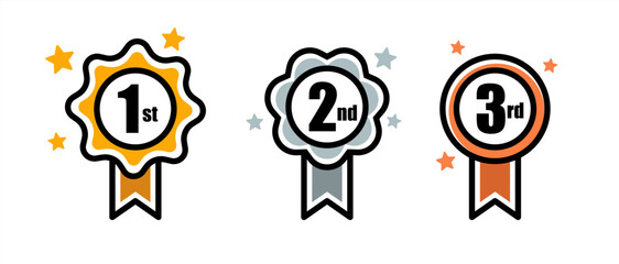 1st 2nd 3rd medal first place second third award winner badge guarantee winning prize ribbon symbol 