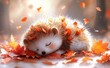 © AI04 - Fall is celebrated by a peaceful hedgehog nestled among colorful autumn leaves in a cozy woodland setting