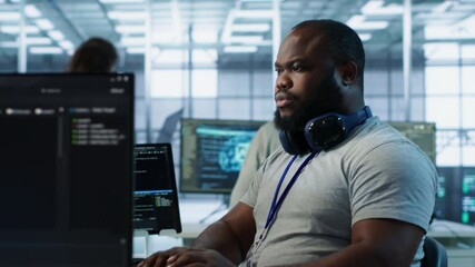 Poster - engineer working in high tech establishment providing computing resources for different workloads. a