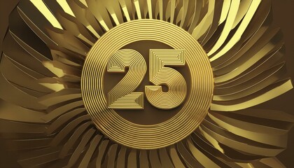 Wall Mural - Happy 25 year birthday gold greeting background