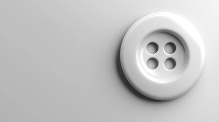 White Round Button with Four Holes on a White Background