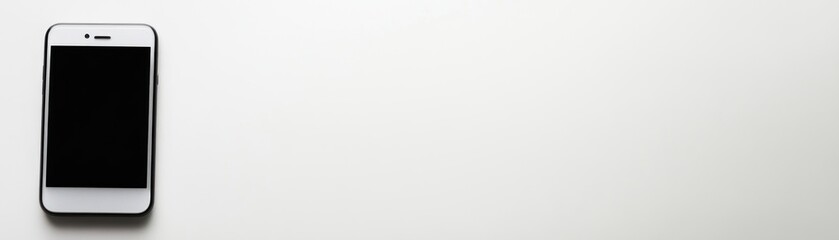 Poster - White Smartphone with Black Screen on White Background