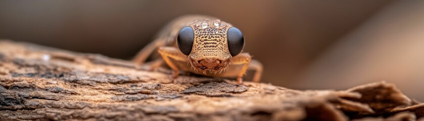 A bug is standing on a log