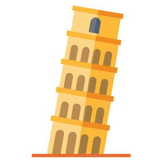 The Pisa tower vector illustration is isolated on a white background