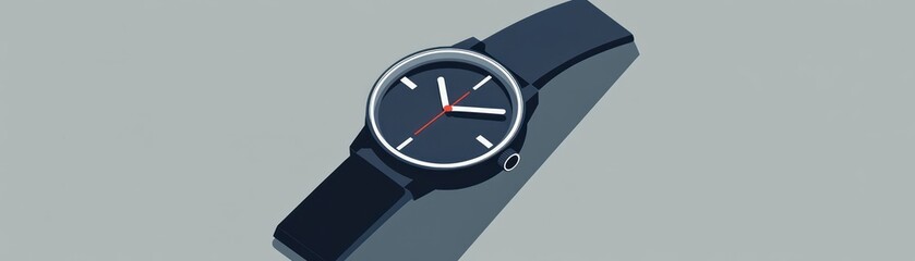 Poster - A Black Wristwatch with a White Face and Red Second Hand