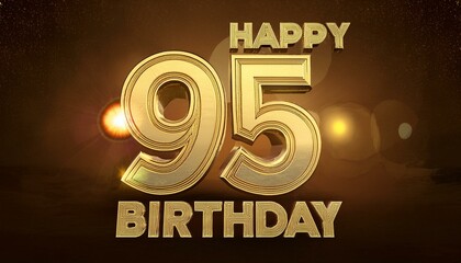 Wall Mural - Happy 95 year birthday gold greeting background