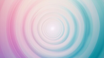 Poster - Concentric circles in pastel colors create a tunnel effect converging towards a bright light at the center, evoking a sense of depth and movement