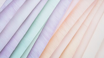 Poster - Abstract background created by pastel colored textured paper sheets forming diagonal lines with gradient from light green to light orange