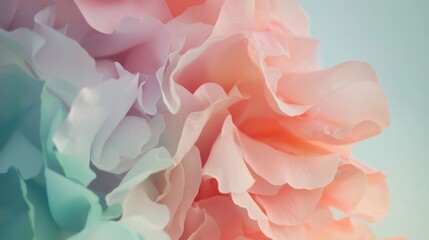 Poster - Soft pastel hues blend seamlessly across delicate flower petals, forming an ethereal and captivating abstract composition perfect for backgrounds and design elements