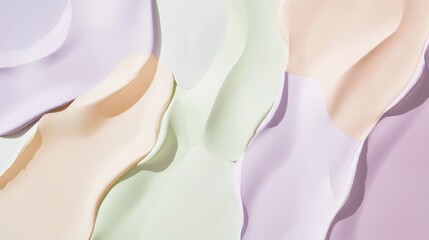 Poster - Different shades of cream foundation makeup create a pastel colored abstract pattern, offering a visually appealing texture and background