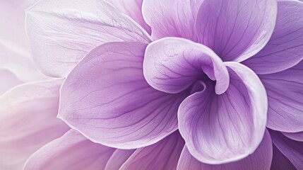 Poster - Soft pastel purple flower petals gently unfurl, creating a delicate and serene floral background with a dreamy, romantic atmosphere