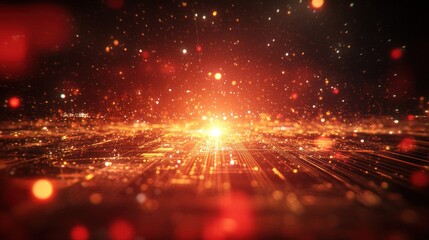 Wall Mural - a vibrant digital landscape filled with glowing particles and light effects.