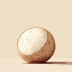 Poster - artwork features jicama depicted minimalist style. design showcases its shape and light brown coloration all plain white background elegant presentation.