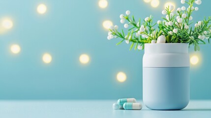 Poster - A close up of a smart pill dispenser, organizing medication and reminding users to take their pills on time, showcasing technology assisting with healthcare management.