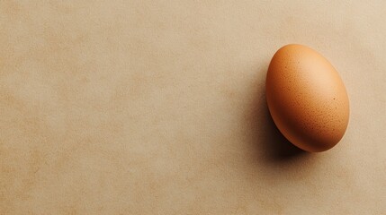 Poster - A Single Brown Egg on a Textured Beige Surface