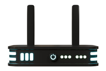 Poster - 3D Realistic Wireless Internet Router with antennas icon. Minimal Cartoon digital wireless modem hotspot on isolated white background Wi-Fi hotspot zone. Wireless Modem for 4G or 5G concept. 3D Render