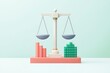 © JK_kyoto - Symbolic representation of balance with scales and graphs, illustrating business analytics and decision-making.
